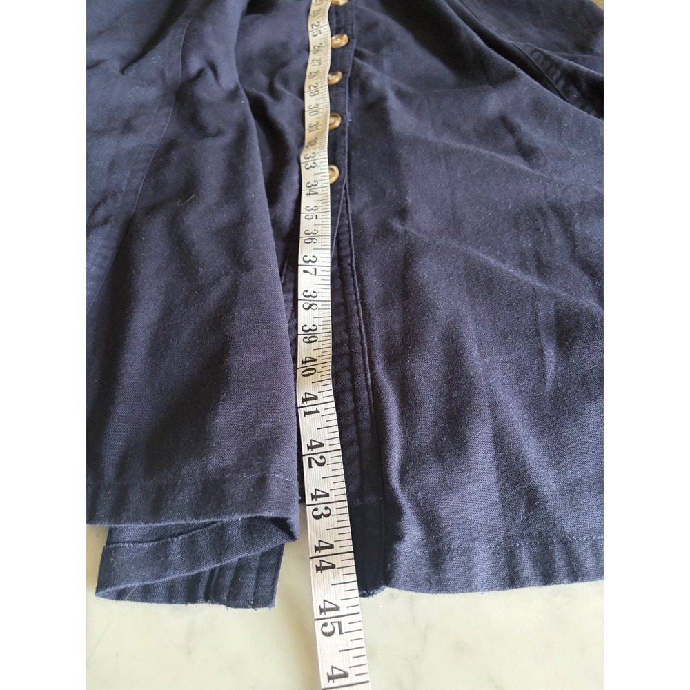 Central Park West Navy Blue Linen Blend Halter Button Front Midi Dress Sz XS - Picture 13 of 14